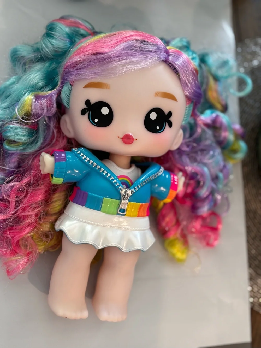Rainbow Hair Colorful Kids Doll with Multicolor Outfit
